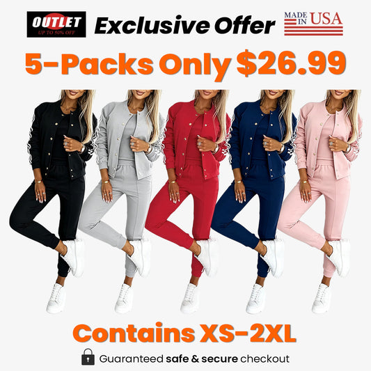 Women's 3 Piece Bomber Jacket Tracksuit Set Airport Travel Outfit
