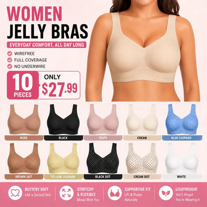 🔥 Clearance Sale — Limited Stock! 🔥Women Jelly Bras Wirefree Full Coverage No Underwire