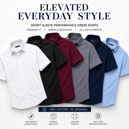Men's Short Sleeve Stretch Dress Shirt