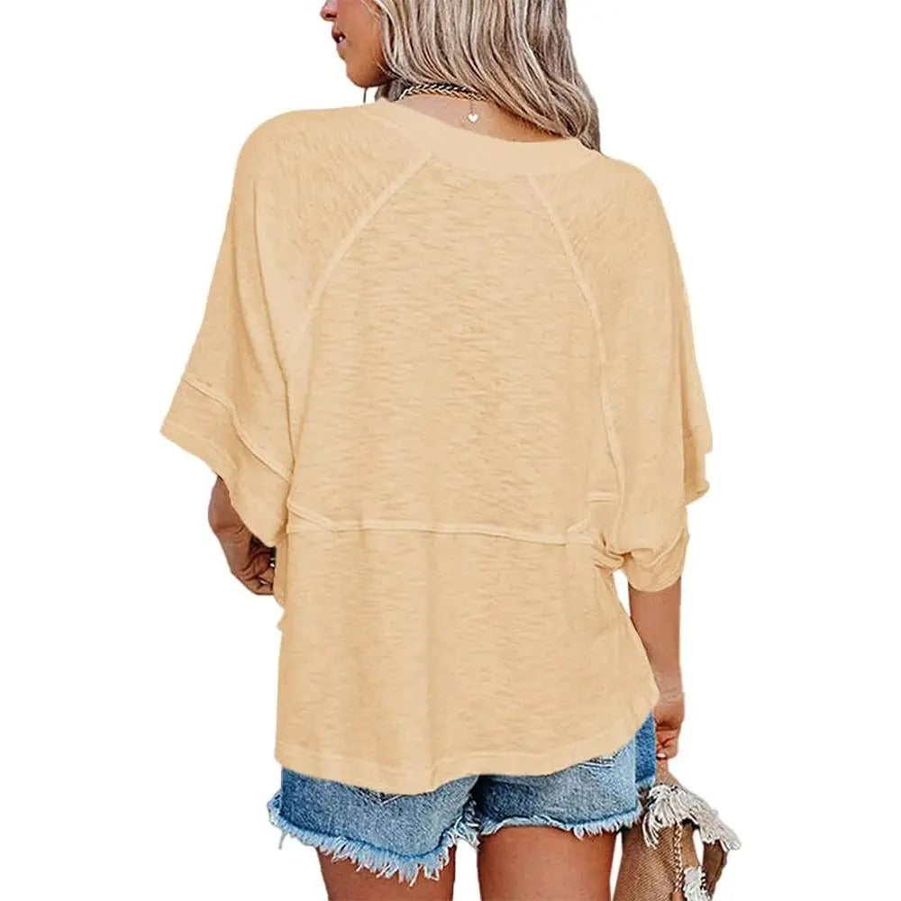 Women's Oversized Batwing Half Sleeve T-Shirt Casual Crewneck Flowy Loose Fit Minimalist Top