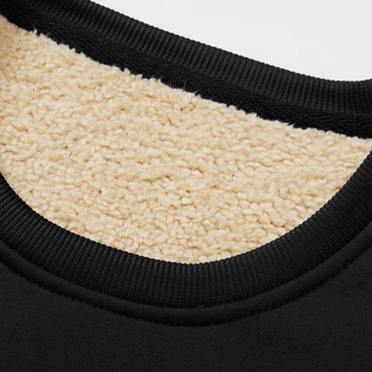 Men's Fitted Crewneck Fleece Lined Sweatshirt, Wind Resistant Polyester Athletic Pullover, Casual Fashion Active Tops