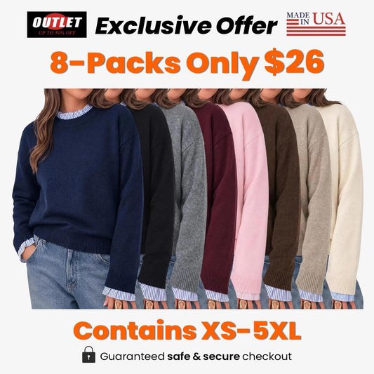 Women's Ruffle Striped Trim Crew Neck Sweater