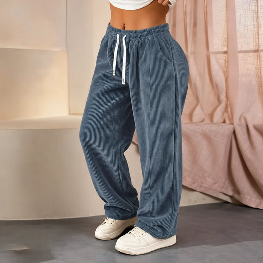 Women's Solid Straight Leg Corduroy Bottoms-