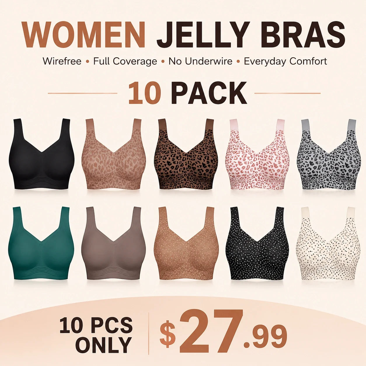🔥 Clearance Sale — Limited Stock! 🔥Women Jelly Bras Wirefree Full Coverage No Underwire