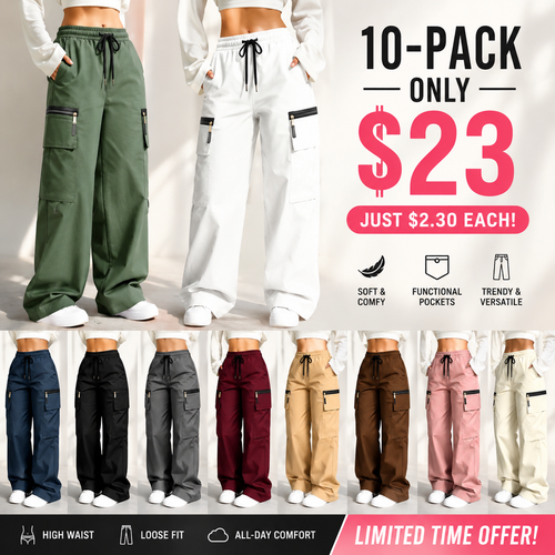 Women’s lightweight loose cargo pants with multiple pockets