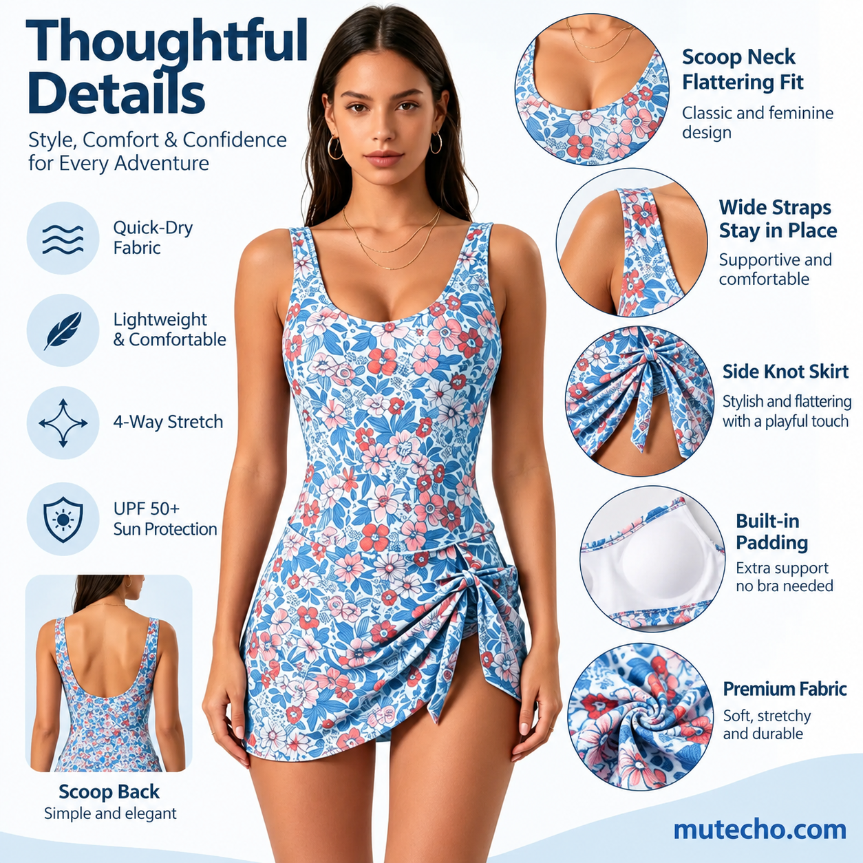Women's Floral Print Swim Dress mutecho