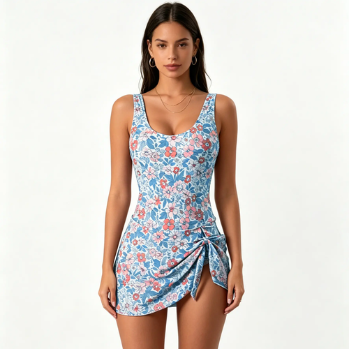 Women's Floral Print Swim Dress mutecho