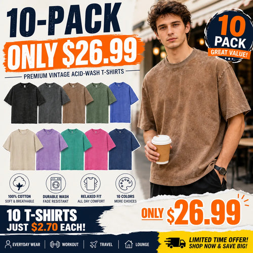 🔥Men's Oversized Vintage Acid-Wash T-Shirt