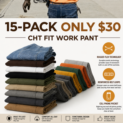 Ends at Midnight ! Men's Flex Relaxed Straight Work Pants Rigby Pant