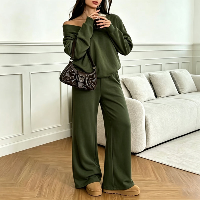 Bestseller🏆👚💕 V-Neck Off-Shoulder Top & Pants Set