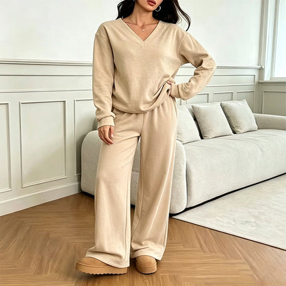 Bestseller🏆👚💕 V-Neck Off-Shoulder Top & Pants Set